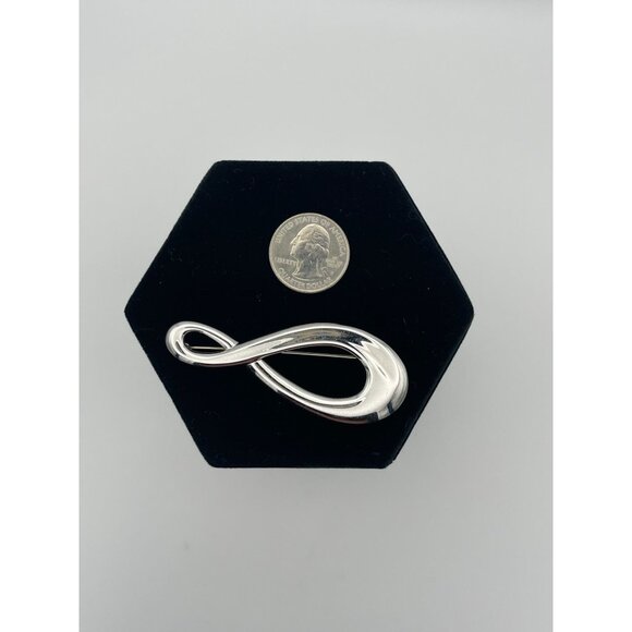 Vintage Monet Asymmetrical Infinity Silver Tone 3" - Picture 14 of 16